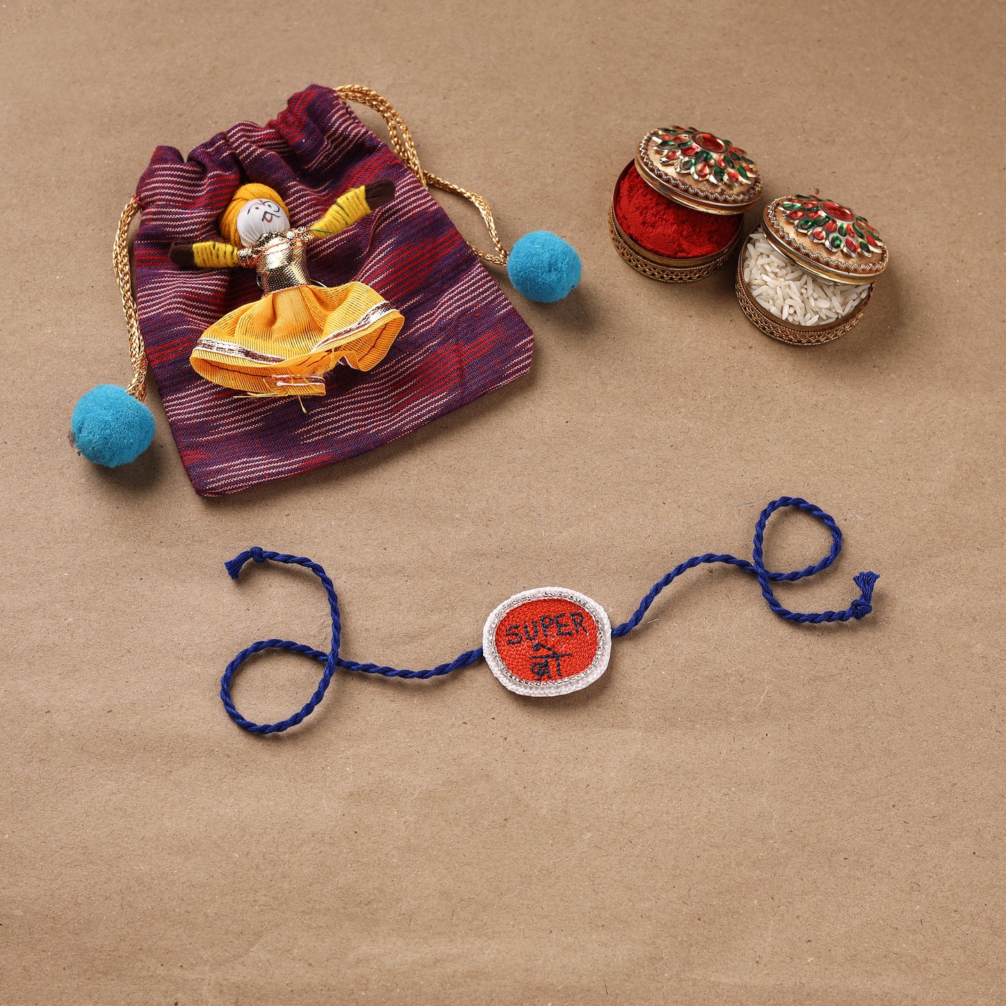 Hand Embroidered Thread Work Rakhi 14