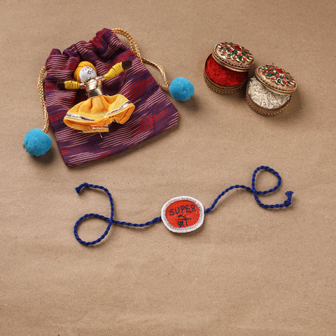Hand Embroidered Thread Work Rakhi 14