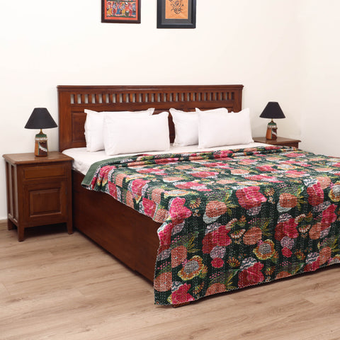 Green - Jaipur Print Tagai Work Double Bedsheet (108 x 90 in) 04