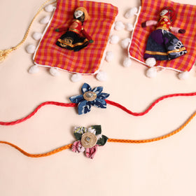  Handmade Fabric Flower Rakhi (Set of 2)
