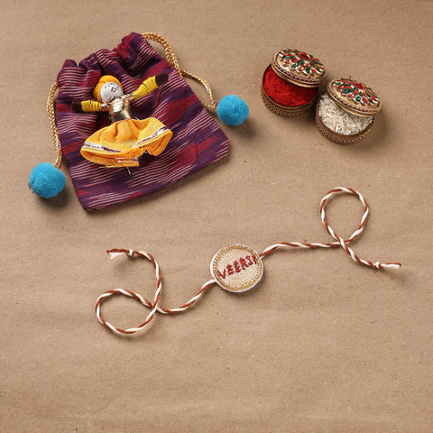 Hand Embroidered Thread Work Rakhi 16