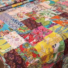 Multicolor - Jaipur Print Tagai Work Double Bedsheet (108 x 90 in) 06