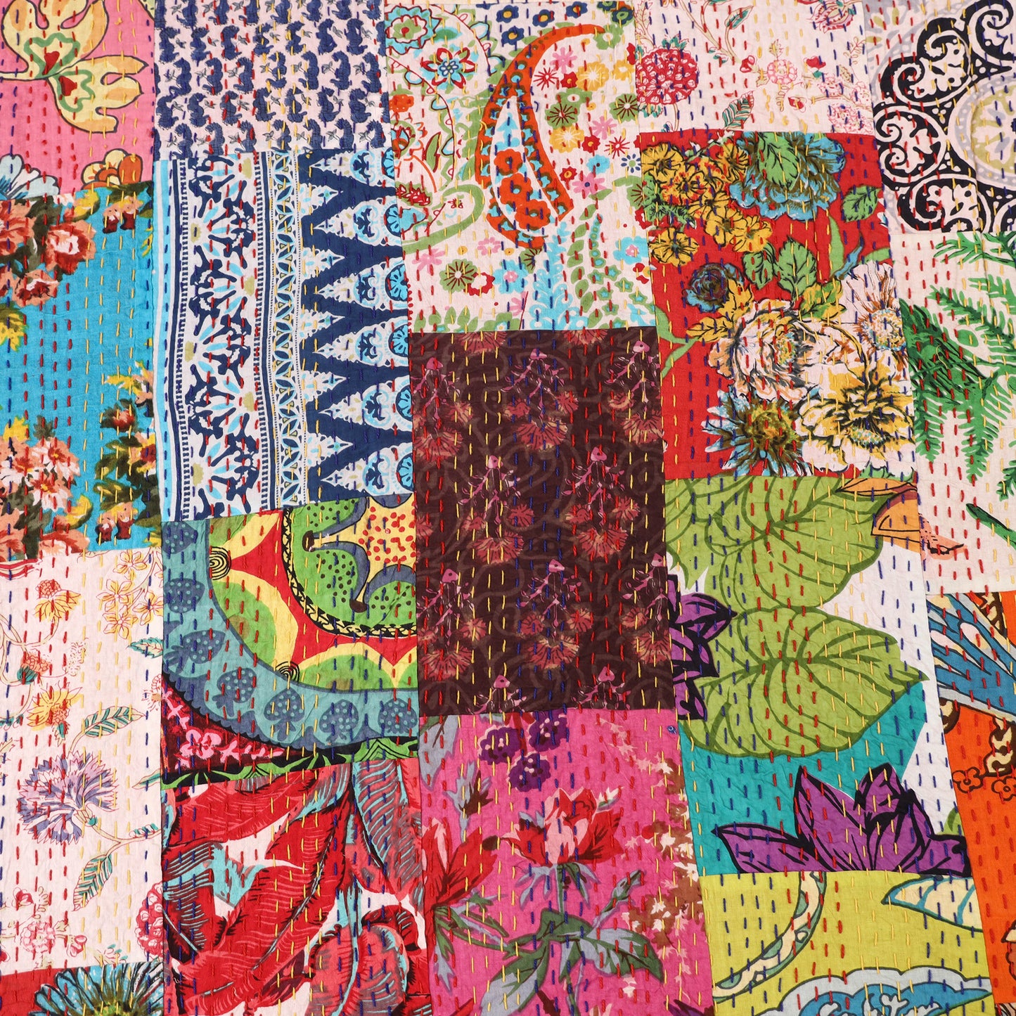 Multicolor - Jaipur Print Tagai Work Double Bedsheet (108 x 90 in) 06