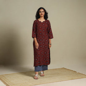 Natural dyed cotton straight kurta 07 - s - handcrafted