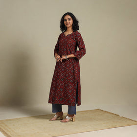 Natural dyed cotton straight kurta 07 - s - handcrafted