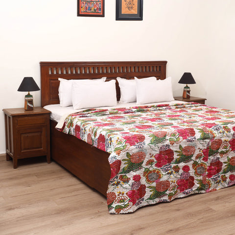 White - Jaipur Print Tagai Work Double Bedsheet (108 x 90 in) 07