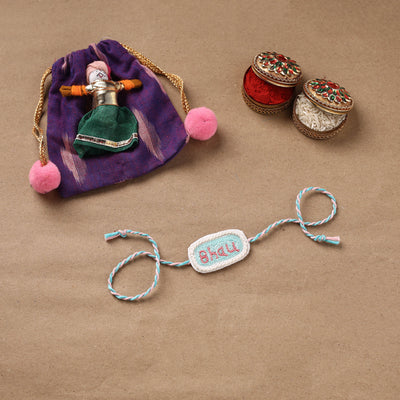 Hand Embroidered Thread Work Rakhi 19