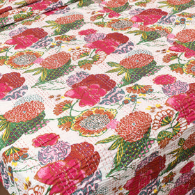 White - Jaipur Print Tagai Work Double Bedsheet (108 x 90 in) 07
