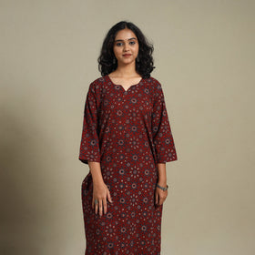 Natural dyed cotton straight kurta 07 - s - handcrafted
