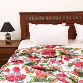 White - Jaipur Print Tagai Work Double Bedsheet (108 x 90 in) 07