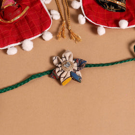  Handmade Fabric Flower Jute Rakhi (Set of 2)
