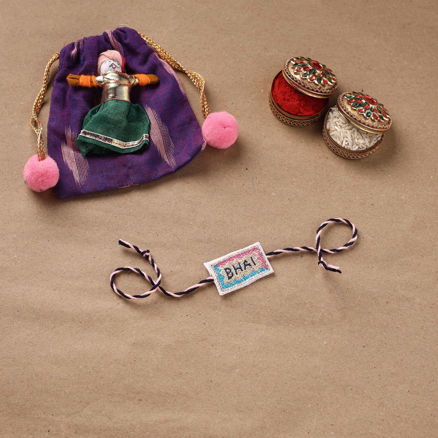 Hand Embroidered Thread Work Rakhi 23