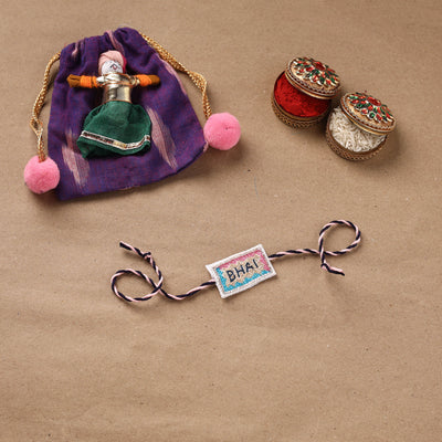Hand Embroidered Thread Work Rakhi 23