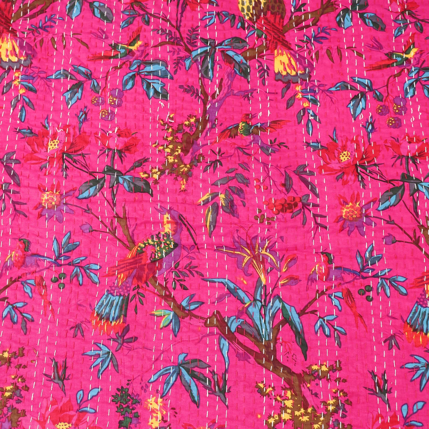 Pink - Jaipur Print Tagai Work Double Bedsheet (108 x 90 in) 08