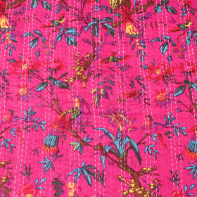 Pink - Jaipur Print Tagai Work Double Bedsheet (108 x 90 in) 08