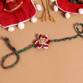  Handmade Fabric Flower Jute Rakhi (Set of 2)