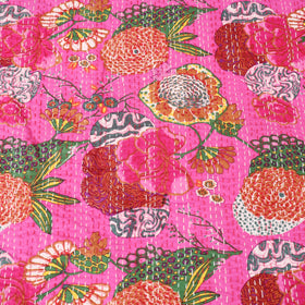 Pink - Jaipur Print Tagai Work Double Bedsheet (108 x 90 in) 09