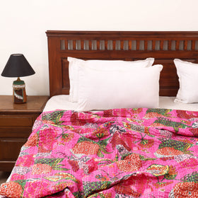 Pink - Jaipur Print Tagai Work Double Bedsheet (108 x 90 in) 09