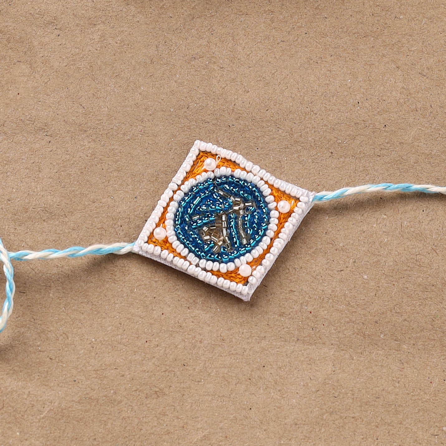 Hand Embroidered Thread Work Rakhi 29