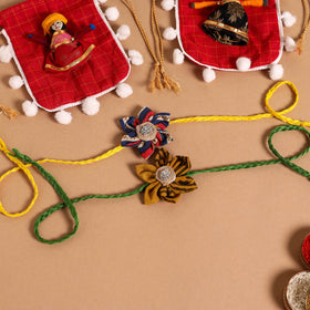  Handmade Fabric Flower Jute Rakhi (Set of 2)