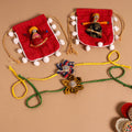  Handmade Fabric Flower Jute Rakhi (Set of 2)