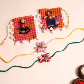  Handmade Fabric Flower Rakhi (Set of 2)