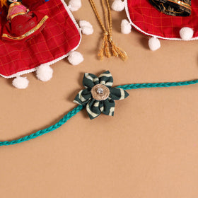  Handmade Fabric Flower Jute Rakhi (Set of 2)