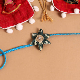  Handmade Fabric Flower Jute Rakhi (Set of 2)