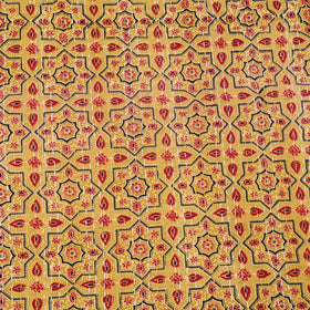 Yellow - Ajrakh Hand Block Print Tagai Work Double Bedsheet (108 x 90 in) 14