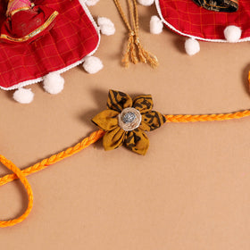  Handmade Fabric Flower Jute Rakhi (Set of 2)