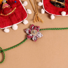  Handmade Fabric Flower Jute Rakhi (Set of 2)