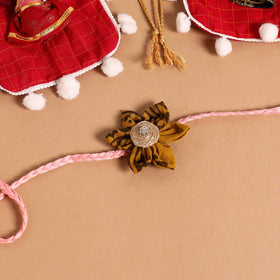  Handmade Fabric Flower Jute Rakhi (Set of 2)