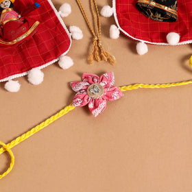  Handmade Fabric Flower Jute Rakhi (Set of 2)