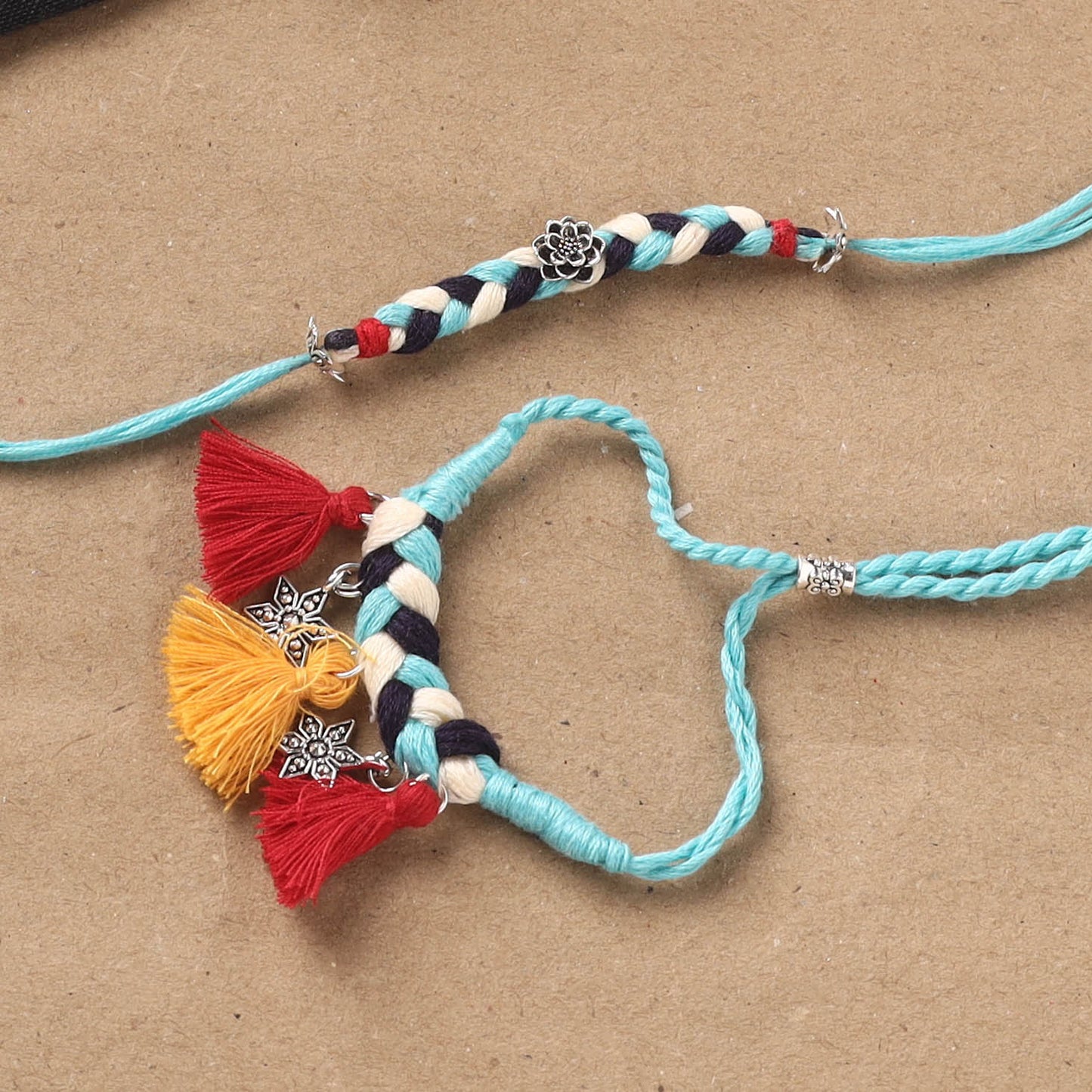 Handmade German Silver Bhaiya Bhabhi Rakhi Set 11