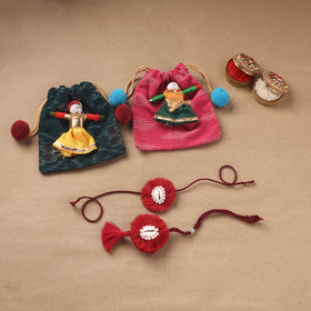 Handmade Beads Shell Work Rakhi & Lumba Set 108