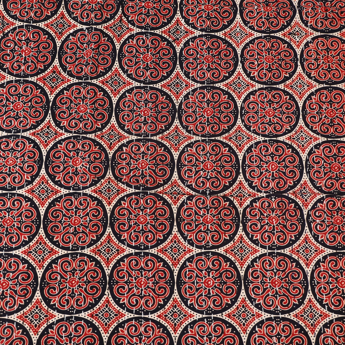 Ajrakh Hand Block Print Tagai Work Double Bedsheet (108 x 90 in) 18
