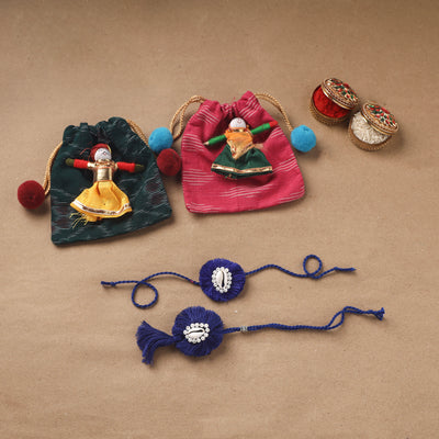 Handmade Beads Shell Work Rakhi & Lumba Set 112