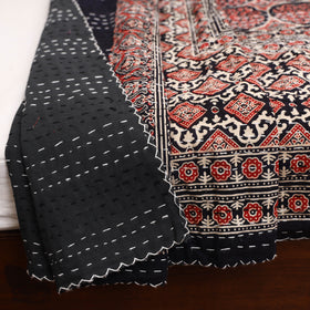 Ajrakh Hand Block Print Tagai Work Double Bedsheet (108 x 90 in) 18