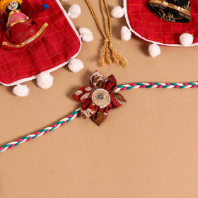  Handmade Fabric Flower Jute Rakhi (Set of 2)