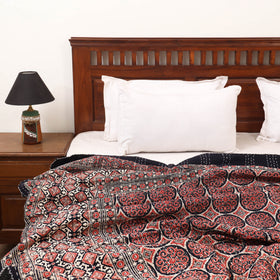 Ajrakh Hand Block Print Tagai Work Double Bedsheet (108 x 90 in) 18