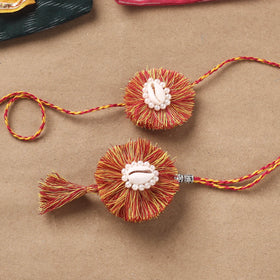 cowrie - Handmade Beads Shell Work Rakhi & Lumba Set 117