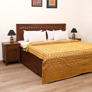 Ajrakh Hand Block Print Tagai Work Double Bedsheet (108 x 90 in) 20