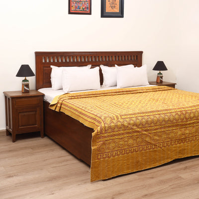 Ajrakh Hand Block Print Tagai Work Double Bedsheet (108 x 90 in) 20