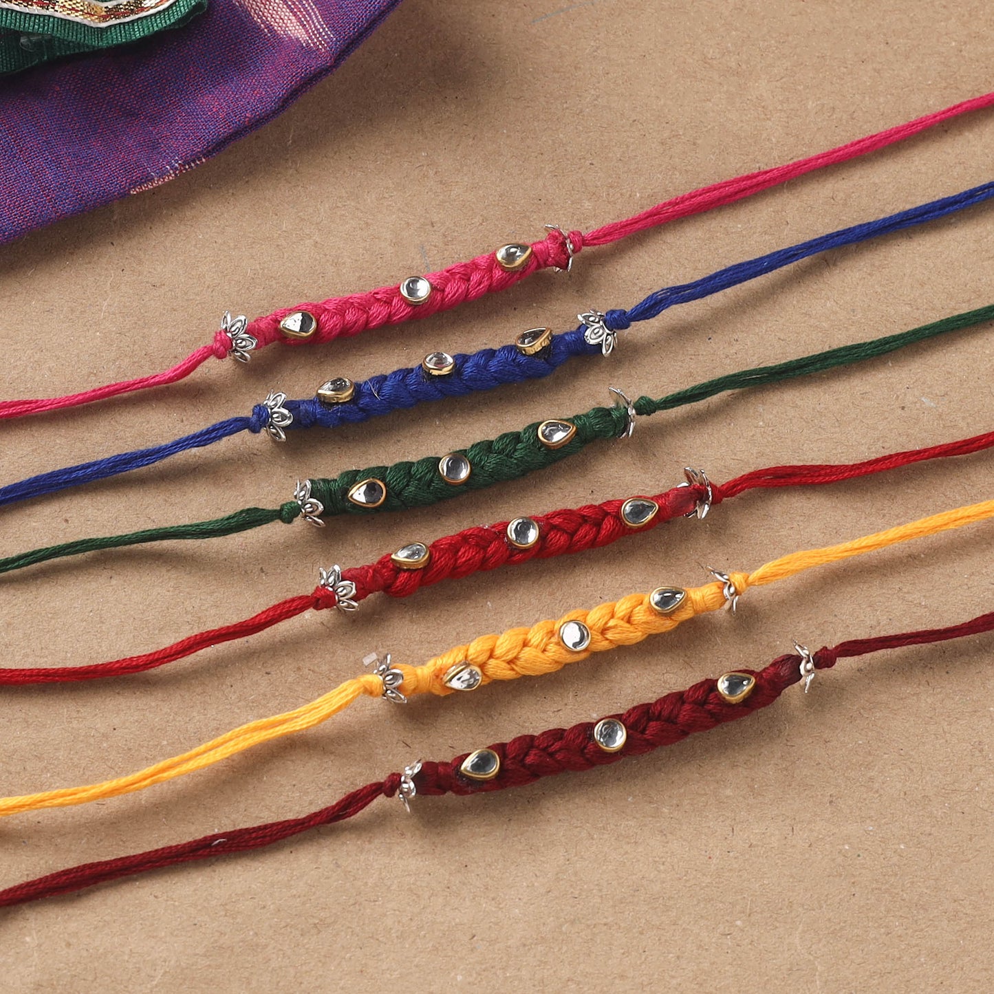 Handmade Stone Work Rakhi (Set of 6) 12