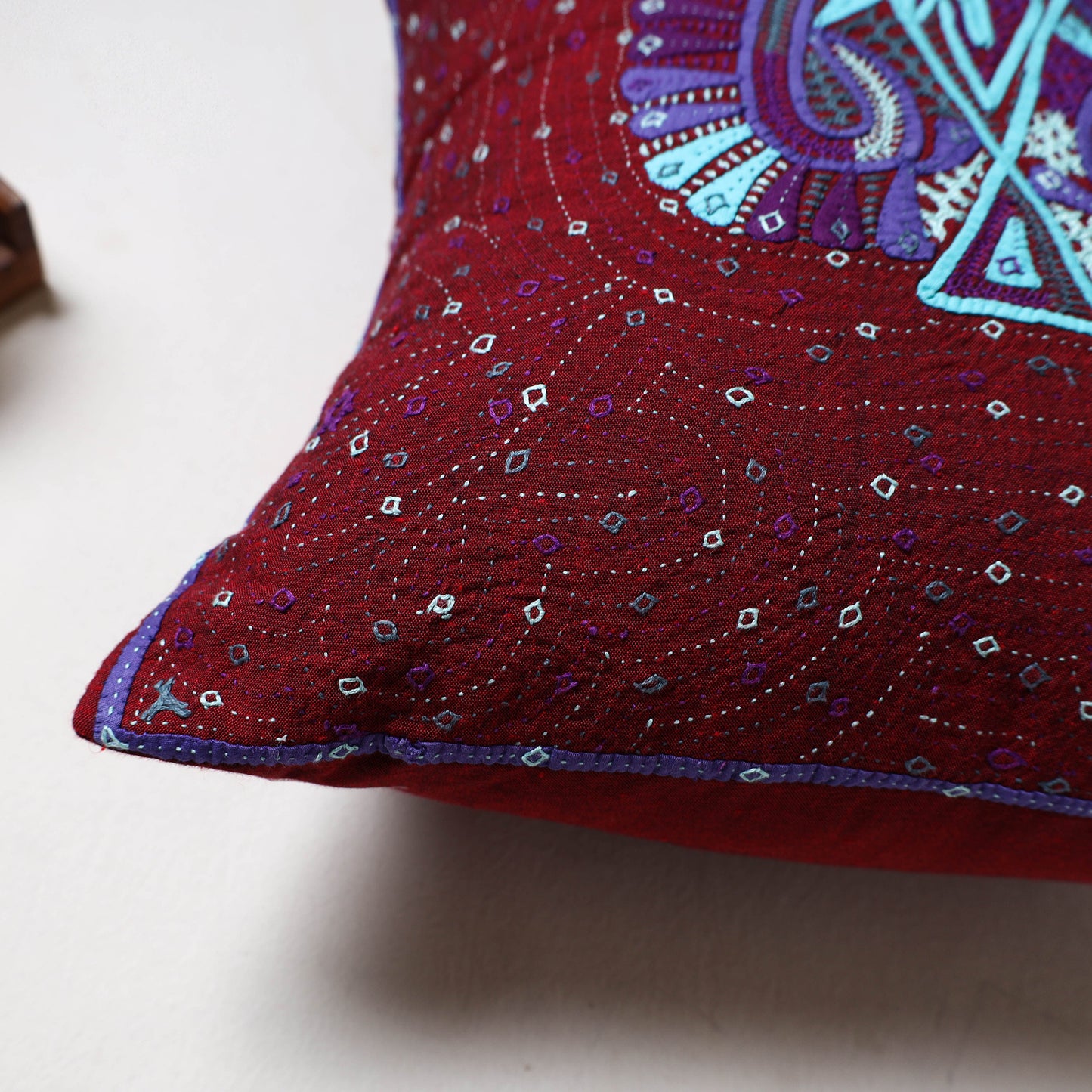 Kutch Dhebariya Hand Embroidery Cushion Cover (16 x 16 in) 15