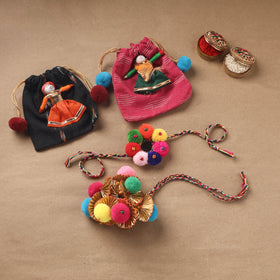 Handmade Pom Pom Beads Rakhi with Lumba Set 13
