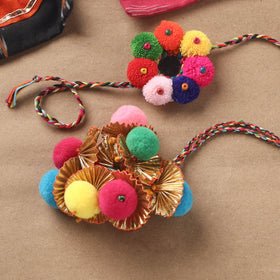 Handmade Pom Pom Beads Rakhi with Lumba Set 13