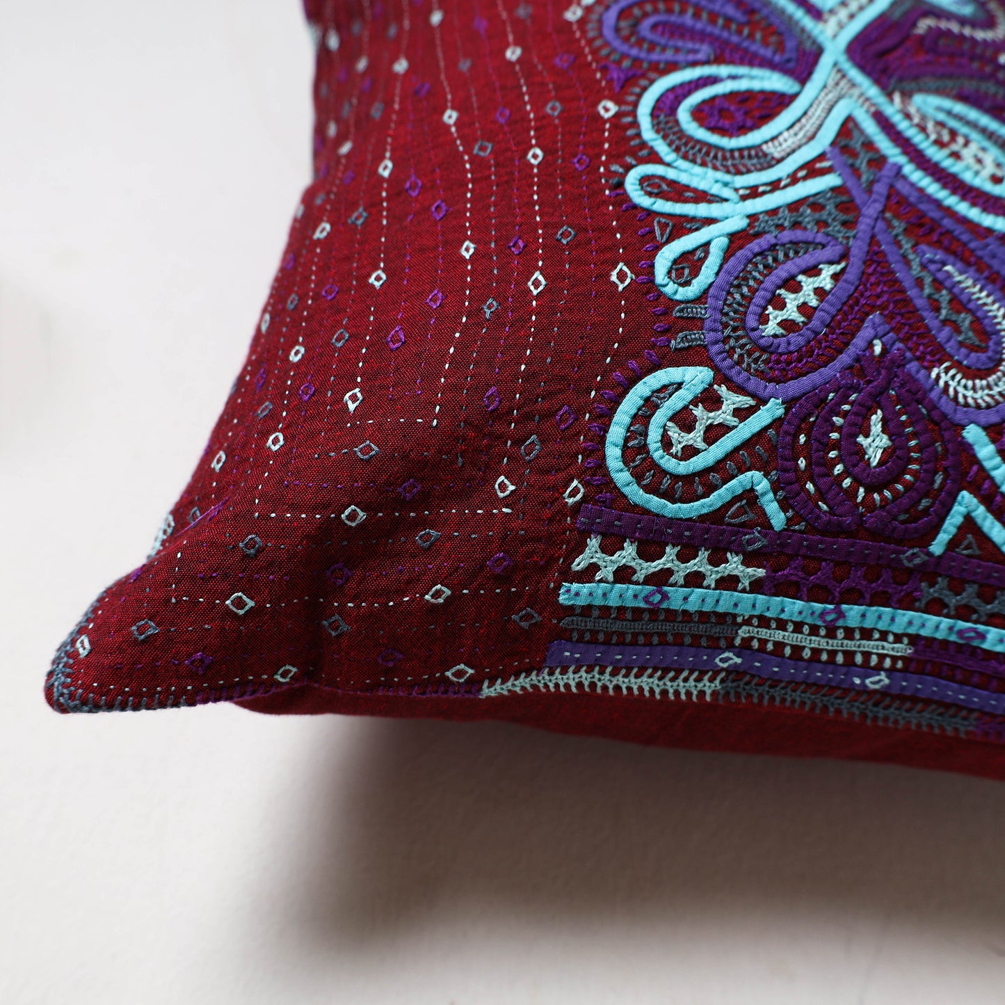 Kutch Dhebariya Hand Embroidery Cushion Cover (16 x 16 in) 14