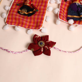  Handmade Fabric Flower Rakhi (Set of 2)
