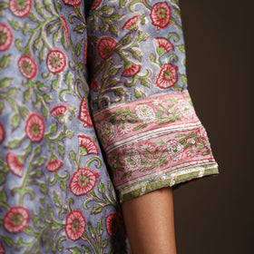 Blue - gota work chanderi silk sanganeri kurta set (set